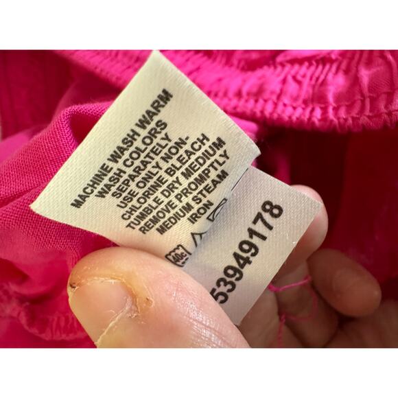 Woman Within 16W Pink Pants 100% Cotton Drawstring Elastic Waist Pockets - Picture 10 of 11